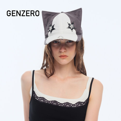 GENZERO新款水钻星星猫耳棒球帽