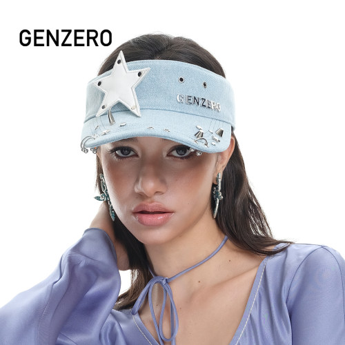 GENZERO铆钉朋克空顶帽子显脸小