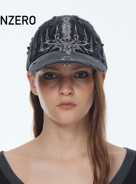 GENZERO「elong」长帽檐棒球帽美式复古烛台刺绣鸭舌帽显脸小帽子