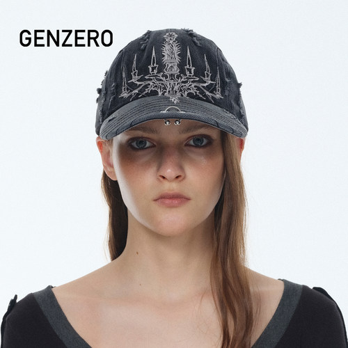 GENZERO复古牛仔烛台刺绣棒球帽