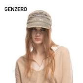 GENZERO「zip」拉链平顶帽男女休闲复古水洗牛仔鸭舌帽
