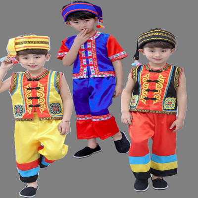 广西三月三男儿童壮族服装苗族z侗族瑶族服饰六一男童傣族葫芦丝