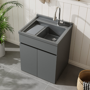 蜂窝铝洗衣柜伴侣浴室柜一体阳台洗衣机柜带搓板台盆柜组合落地柜