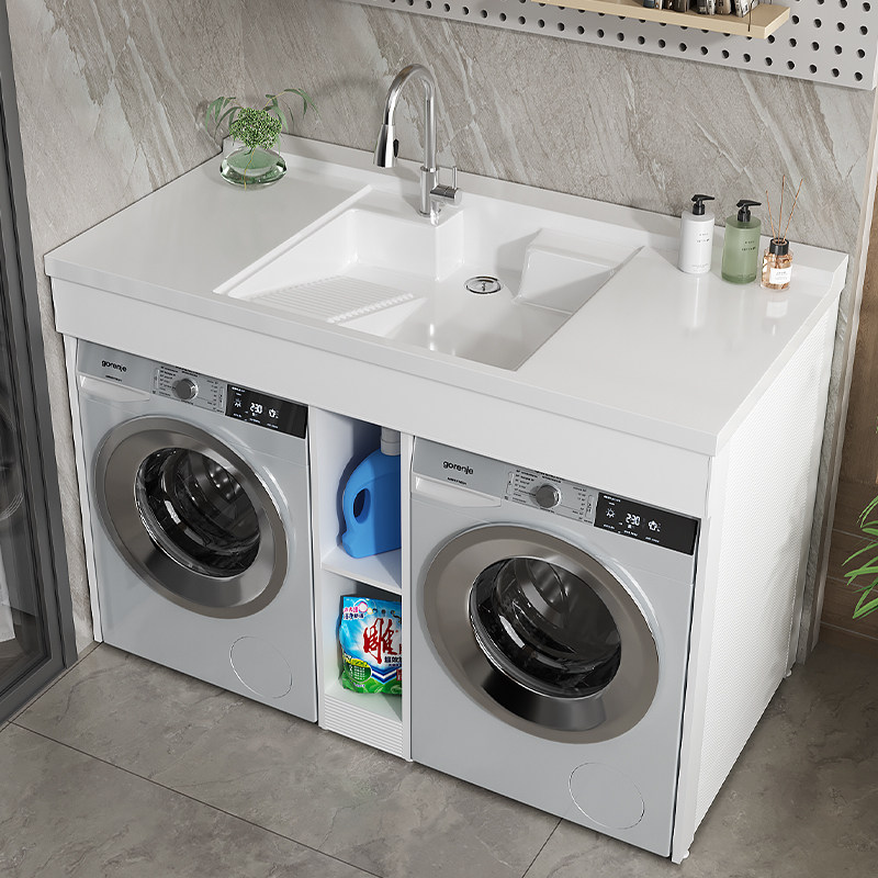 阳台洗衣柜烘干机一体柜组合柜双洗衣机柜洗衣盆洗漱台盆柜浴室柜