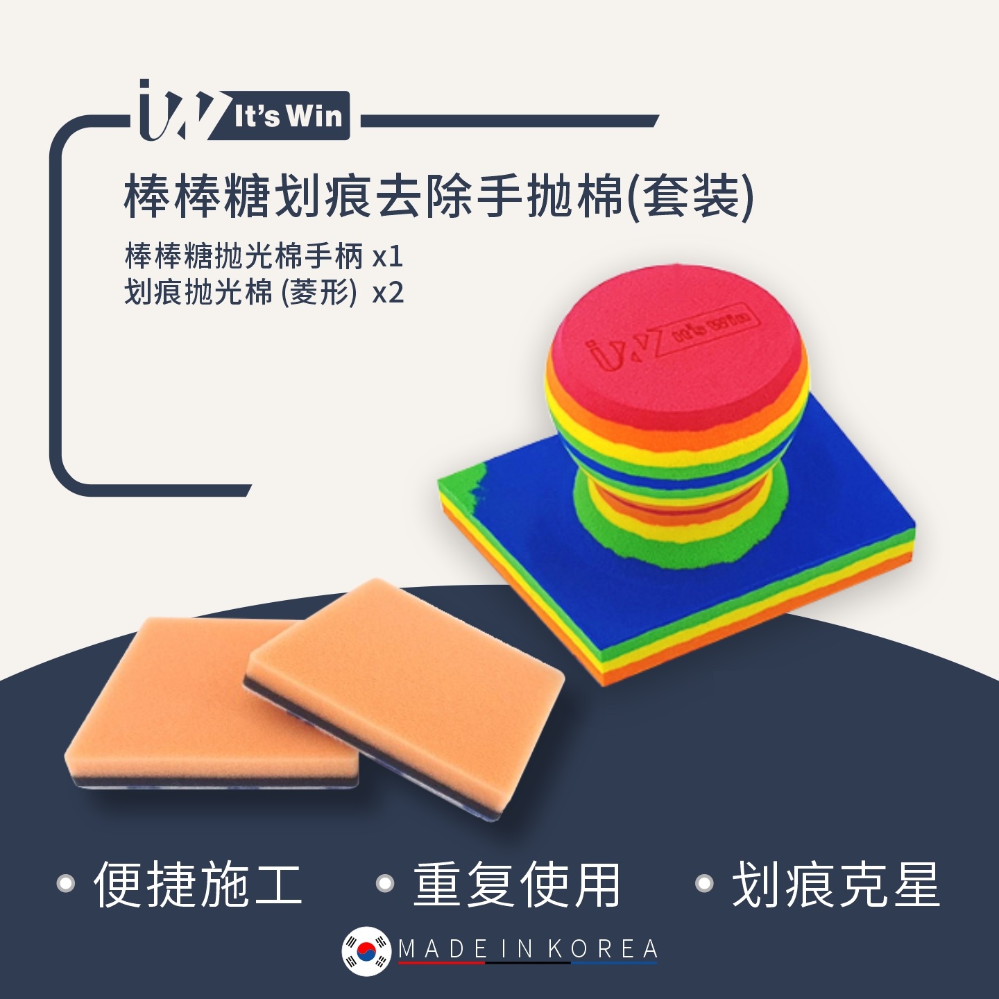 It's win棒棒糖手抛划痕棉漆面太阳纹还原抛光棉