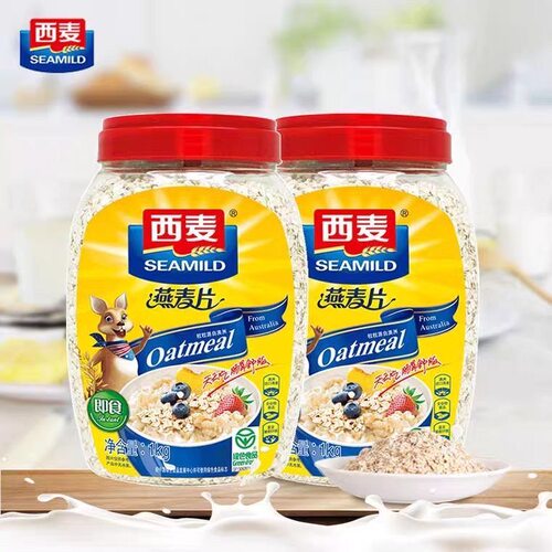 西麦1000克桶装即食燕麦片营养健康早餐燕麦片方便省时即食燕麦