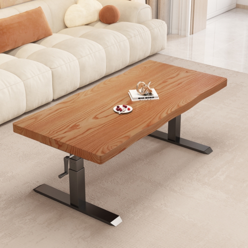 原木大板全实木手动电动智能可升降茶几餐桌学习桌家用茶桌小户型