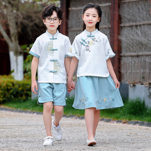 幼儿园园服复古中国风夏季 小学生校服儿童国学汉服六一诗经演出服