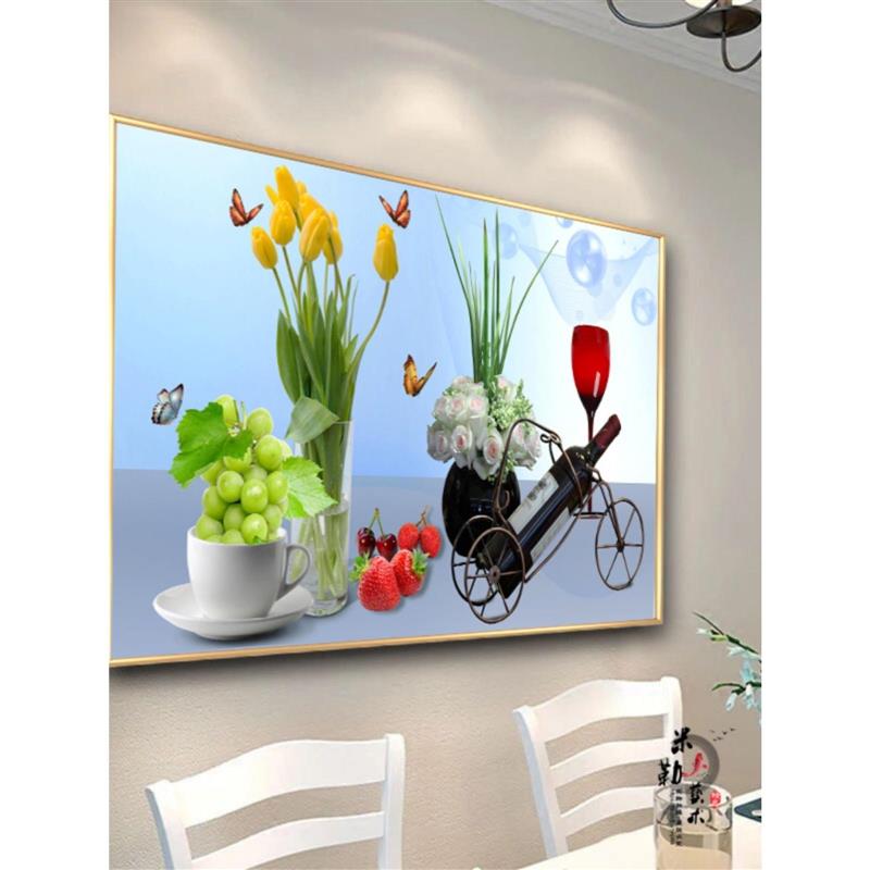 现代简约创意餐厅装饰画轻奢风挂画水果酒杯客厅饭厅餐桌墙面壁画图片