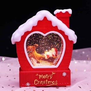 欧式圣诞水晶灯音乐盒发光雪花小夜灯圣诞节桌面装饰装饰儿童礼物