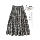 设计感文艺复古格子高腰显瘦A字半身裙2024新款 拼接大摆伞裙长裙