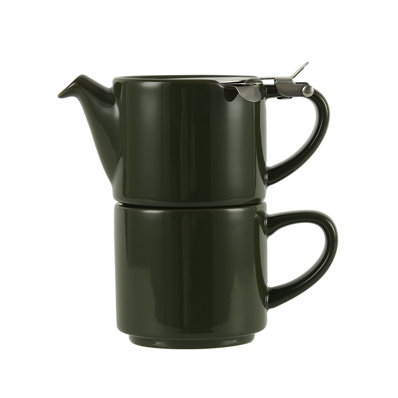 London Pottery 颂乐系列墨绿色英式花茶壶下午茶子母壶杯含滤网