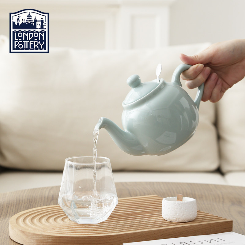 London Pottery英式田园薄荷绿陶瓷茶壶含滤网下午茶小清新泡茶壶
