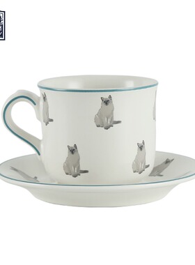 LondonPottery猫咪英国陶瓷咖啡杯碟马克杯英式下午茶套装茶水杯