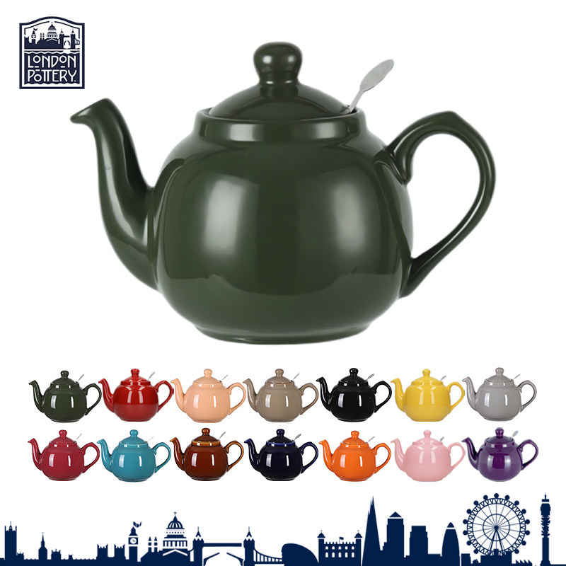London Pottery墨绿色田园英式陶瓷花茶壶墨绿带茶漏子时当归