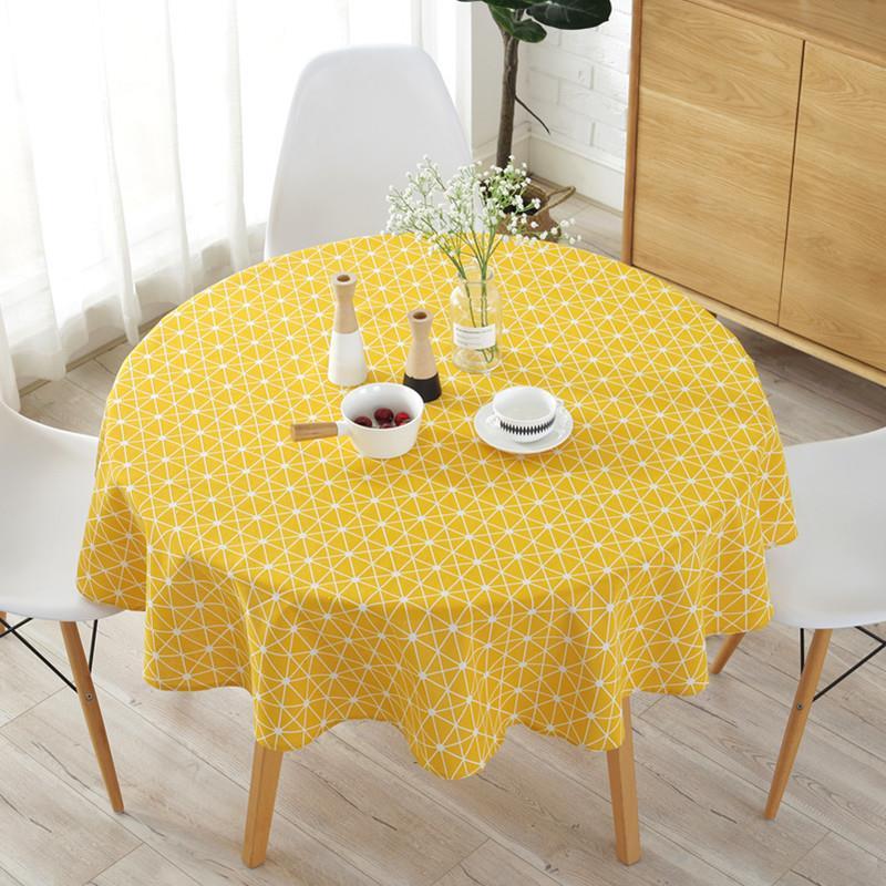 nordic polyester cotton round table cloth color yellow ric