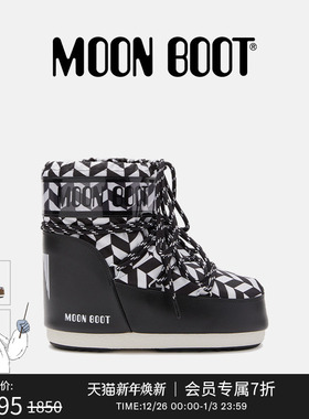 Moon Boot经典款男女同款黑色/白色ICON OPTICAL低帮雪地靴