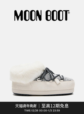 Moon Boot2025秋冬新款不分左右米白色MB X GIR 皮毛穆勒鞋