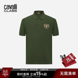 男休闲纯棉翻领半袖 短袖 上衣 Class卡沃利虎头刺绣polo衫 Cavalli