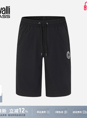 Cavalli Class卡沃利夏季刺绣梭织短裤男宽松舒适休闲运动五分裤