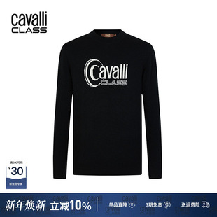 线衣打底圆领针织衫 长袖 男士 CavalliClass提花印花精纺含羊毛线衫