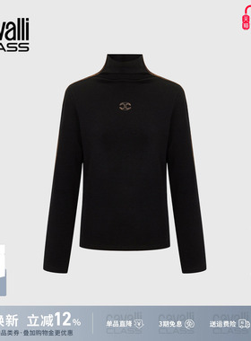 Cavalli Class卡沃利女士镶钻高领长袖T恤2026春显瘦纯色打底上衣