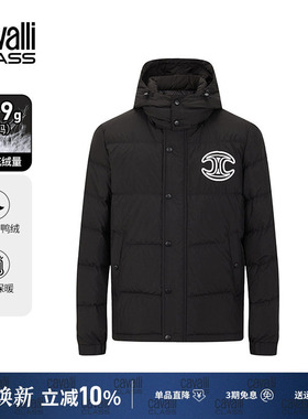 Cavalli Class卡沃利时尚印花连帽羽绒服男加厚冬季抗寒保暖外套