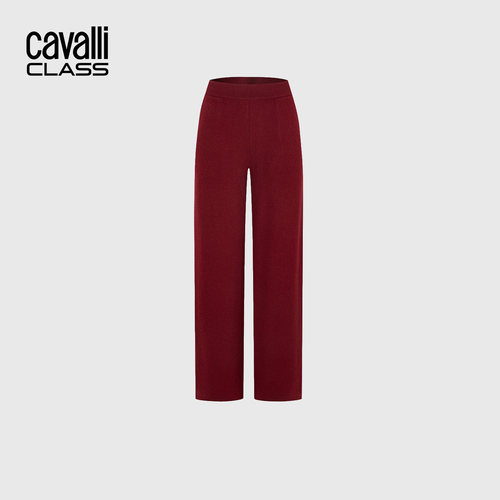 Cavalli Class卡沃利高端女装羊毛针织休闲裤秋冬高腰简约直筒裤
