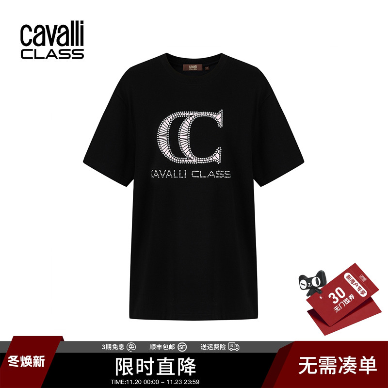 CavalliClass烫钻休闲印花T恤女