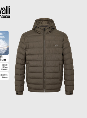 Cavalli Class卡沃利短款鹅绒羽绒服男冬季新款抗寒保暖连帽外套