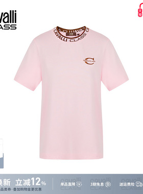 Cavalli Class卡沃利女装刺绣提花圆领T恤女夏季纯棉圆领休闲上衣