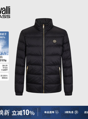 Cavalli Class卡沃利男装冬季新款徽章刺绣简约立领羽绒服外套