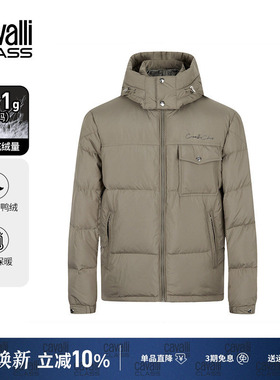 Cavalli Class卡沃利加厚连帽羽绒服男士冬季可脱卸帽休闲外套