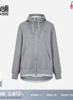 Cavalli Class卡沃利轻奢女装设计感连帽短外套春秋休闲拉链卫衣