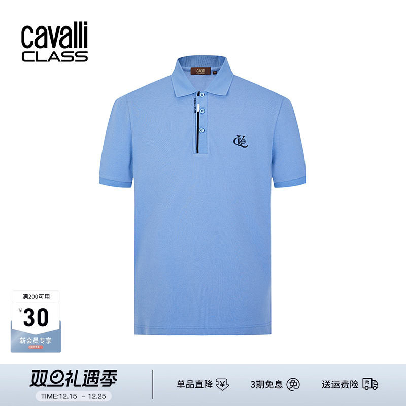 CavalliClass休闲Polo衫男修身
