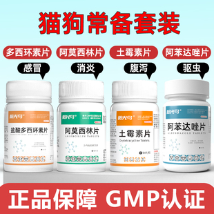 宠物猫狗常备四件套感冒药驱虫药支气管炎腹泻感冒咳嗽猫鼻支喷嚏
