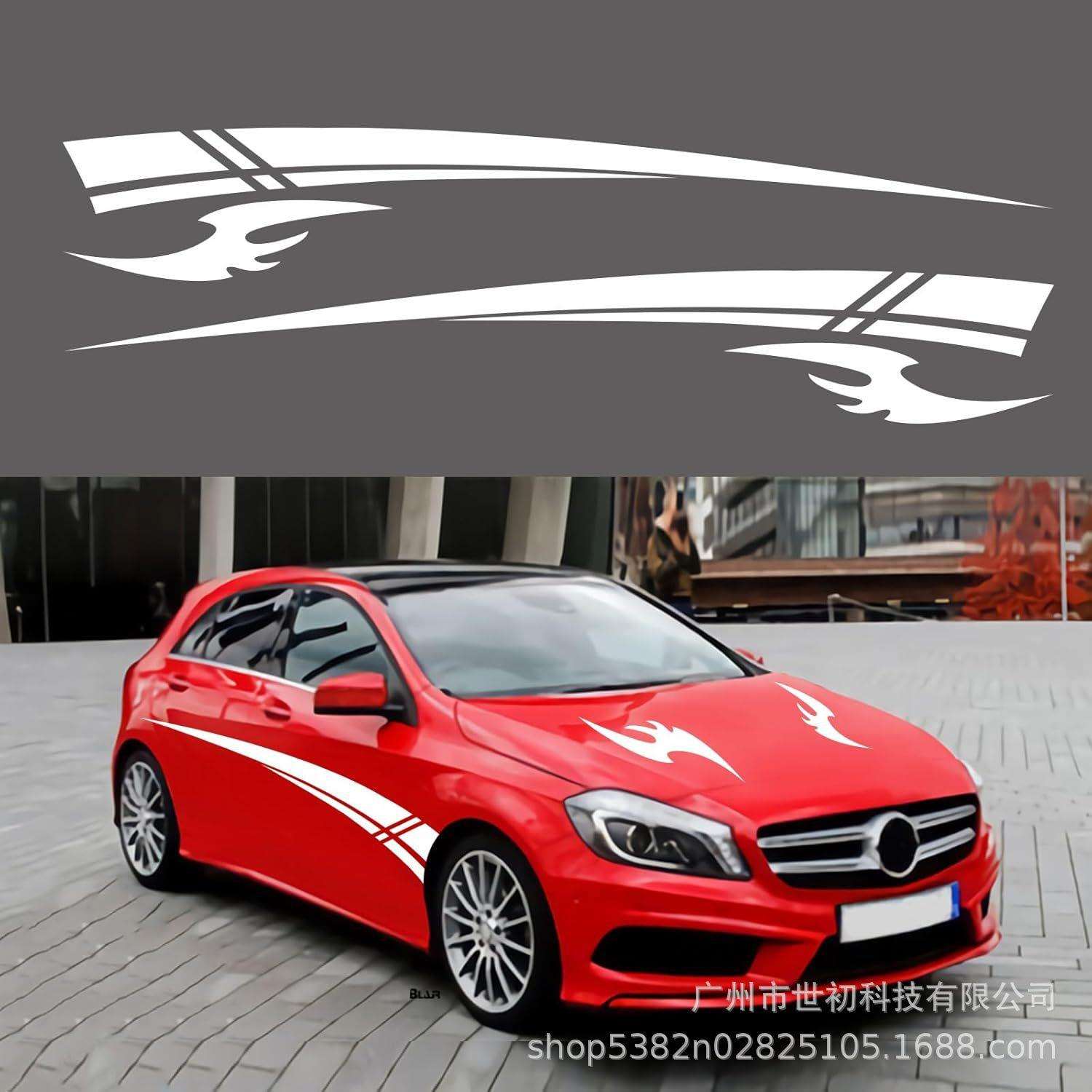 汽车侧裙拉花车贴个性运动改装贴纸通用车门长条划痕遮挡装饰贴画