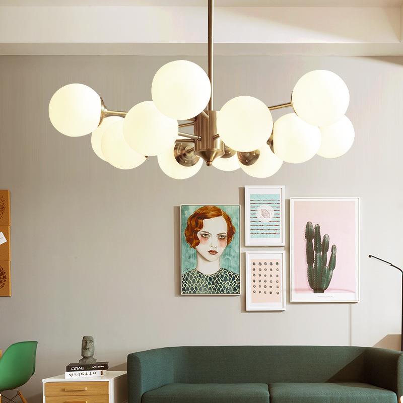 魔豆全铜吊灯简约现代北欧风格客厅卧室餐厅灯具创意个性分子灯