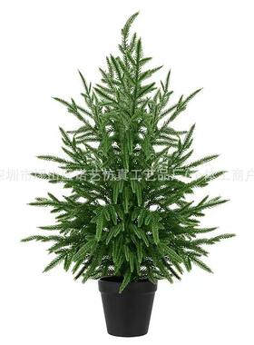 诺福克松树盆栽绿色人造圣诞树抗紫外线盆栽假植物前廊室内外布置