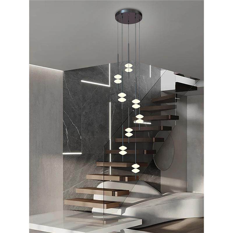 楼梯长吊灯复式楼别墅现代简约轻奢loft锥形造型设计2023新款灯具