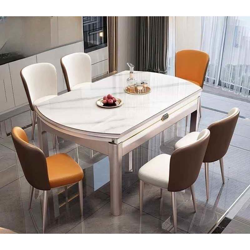 【折扣店】餐桌椅组合现代简约可伸缩折叠实木餐桌家用小户型吃饭