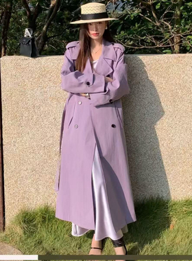 YOOMINI-典风衣长款外套2026初春风衣(配腰带)(OWENANA)Y11127-LH