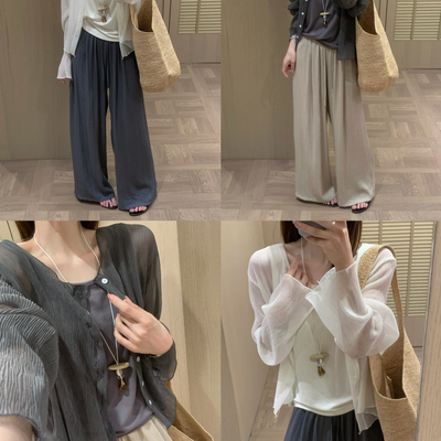 拿铁-套装U领背心+防晒小衫+休闲裤三件套套装(不含项链)2680D188