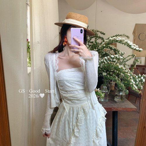 GS.GOOD START-回购春夏温柔纯欲蕾丝花边休闲防晒针织开衫D1023
