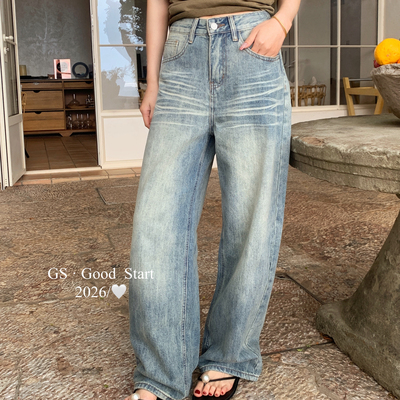 GS.GOOD START-感·太对味了夏季时髦复古直筒显瘦休闲牛仔裤D321