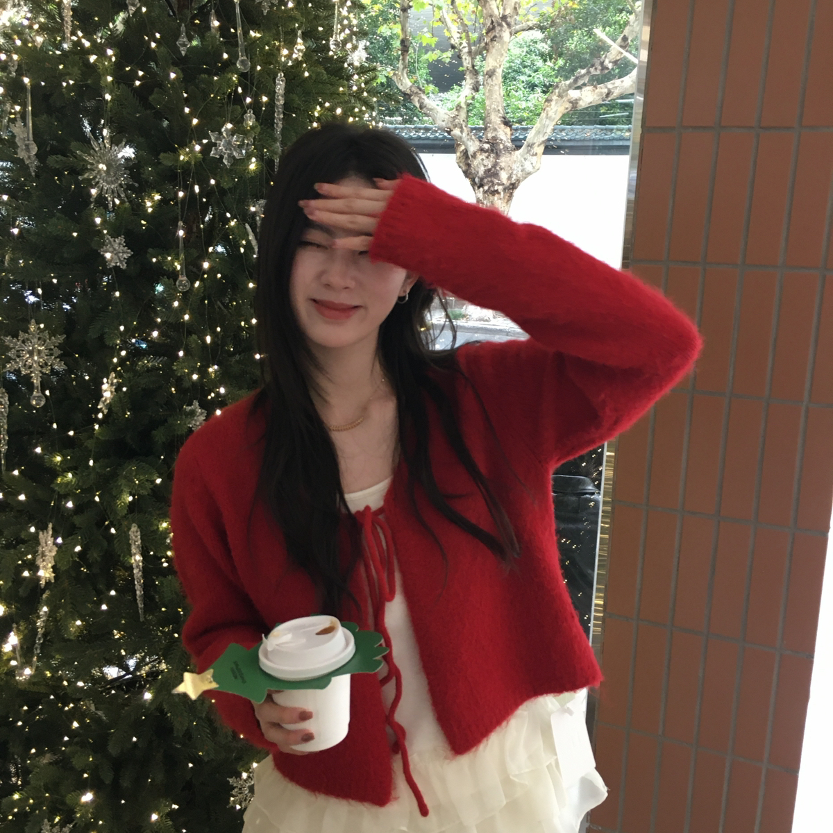 IF-圣诞氛围本命年穿搭开衫毛衣+设计感背心两件套装（含30羊毛）