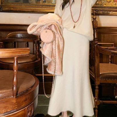 MISS YOU-冬上新温柔气质浣熊鱼尾半身裙(含10.0绵羊毛)(浣熊绒)