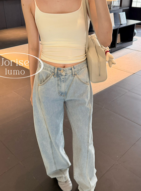 DIGM-春上新Joriselumo韩系时尚百搭复古洗水高腰显瘦牛仔裤