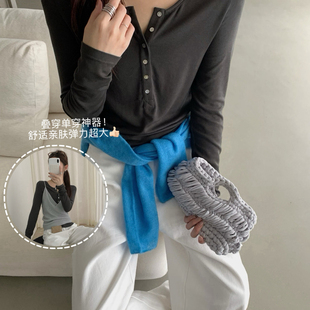 含17.1羊毛 软糯亲肤半开襟叠穿天丝羊毛打底衫 T4703 量款