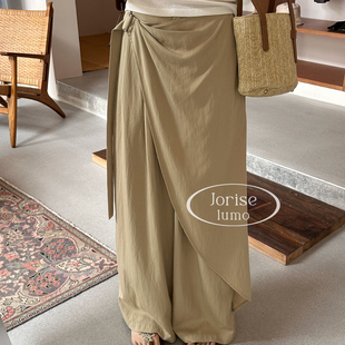 JB19750 配绑带可拆 DIGM 弛感小众不规则绑带设计宽松显瘦休闲裤